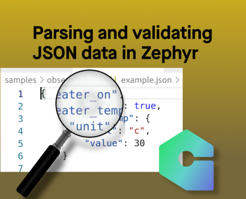 Magnifying glass examining JSON data