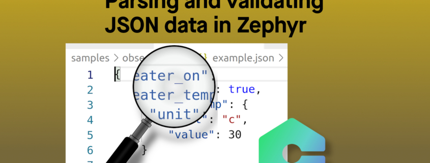 Magnifying glass examining JSON data