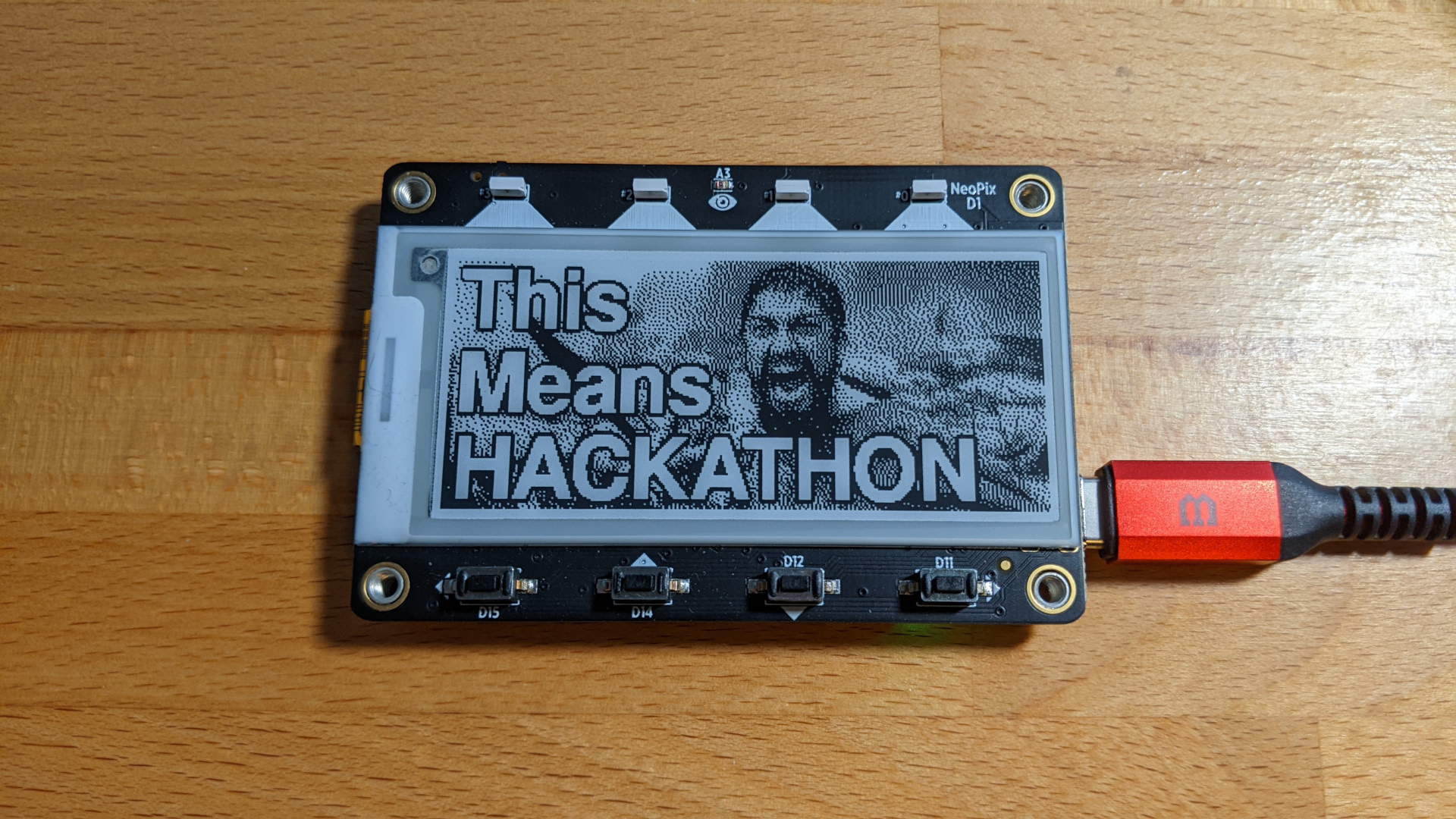 I built the Internet of Memes, making it possible for anyone at my company to push funny pictures to the ePaper display on the desk of all our coworke