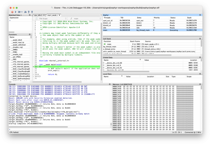 Debugging nRF9160 Zephyr applications with Ozone - The Golioth ...
