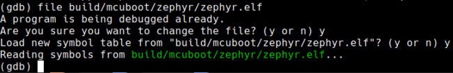 Loading the MCUboot elf file in GDB