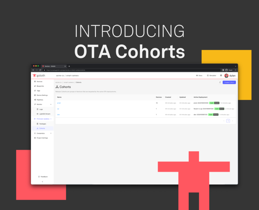 Cohorts announcement with screenshot showing 3 cohorts dev, qa, production