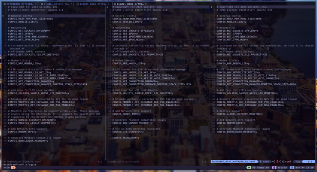 Three configuration files shown side by side to visually compare the similarities